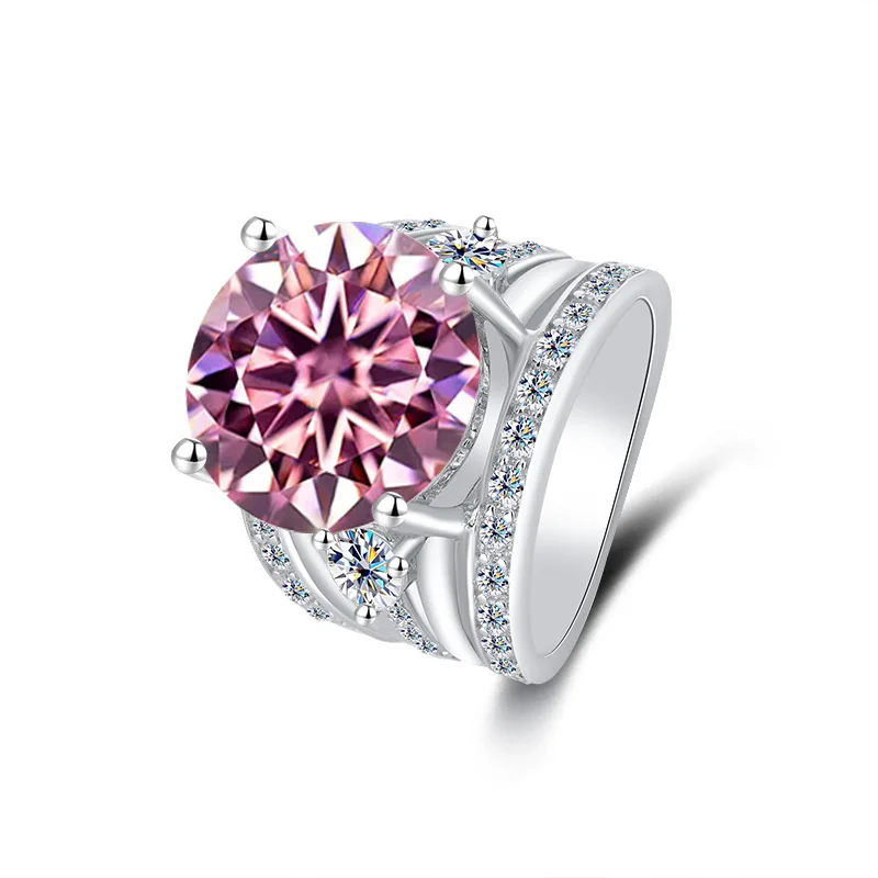 المرأة PT950 البلاتين خاتم الزواج مويسانيتي كامل 5Ct تاج حمامة البيض تصميم Sansheng Sanshi موضوع خاتم الخطوبة