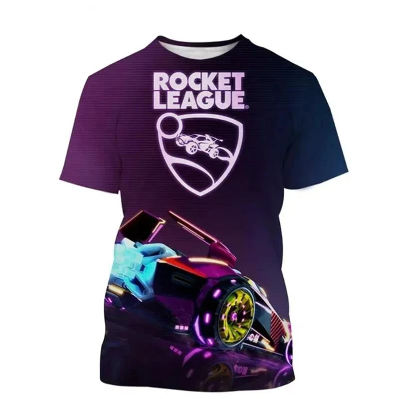 Camiseta con estampado 3D de Rocket League para hombre y mujer، camisa de manga corta con cuello redondo، غير رسمي، con