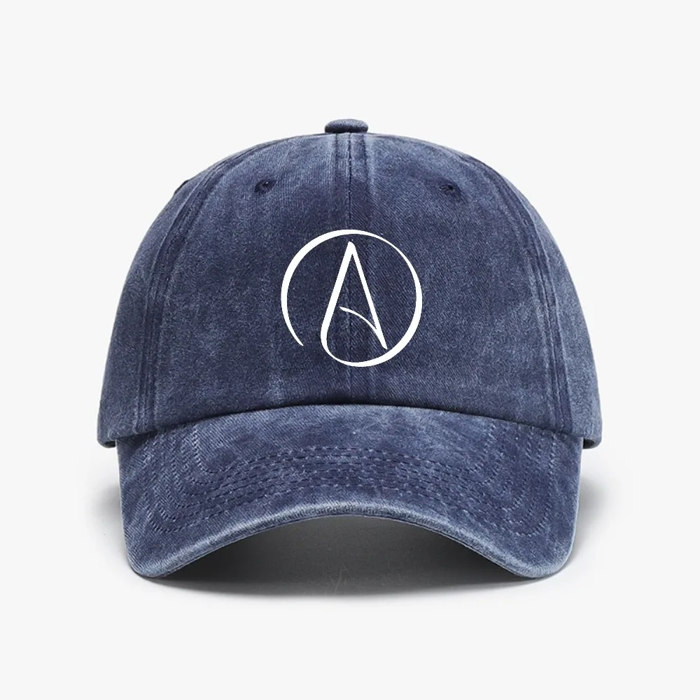 Atheist Atheism Symbol Baseball Caps Retro Denim Washed men women adjustable Soft top Golf Hat summer Breathable snapback hats