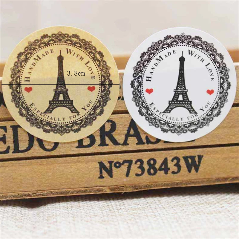 100pcs/lot tower design handmade with love Decorative Seal Sticker Label Gift Baking Sticker