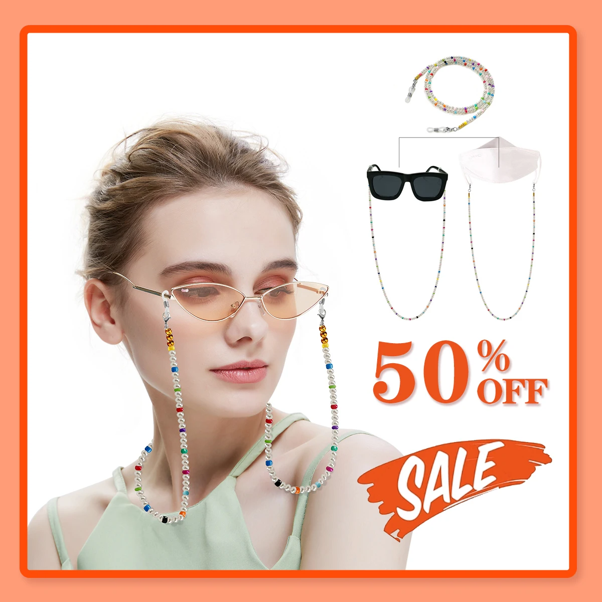 

Women’s Beaded Eyeglass Chains , Mask Chains Glasses Chains for Women, Acrylic Eyewear Necklace Eyeglasses String Cords