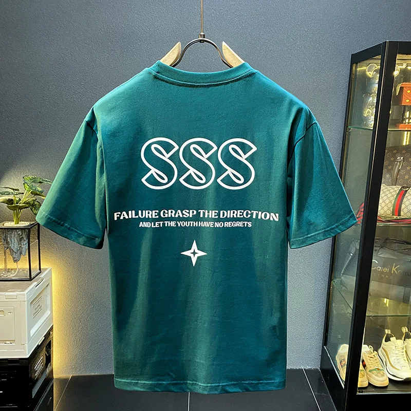 الراقية عادية تي شيرتات قصيرة الاكمام للرجال صيف 2025 موضة جديدة ريترو ملابس للرجال الشارع الاتجاه الأعلى