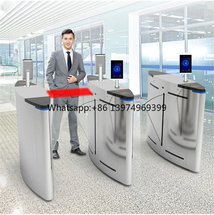 Revolving Flap Barrier Turnstiles for Public Facilities Equipped with Card and Face Recognition Access Control