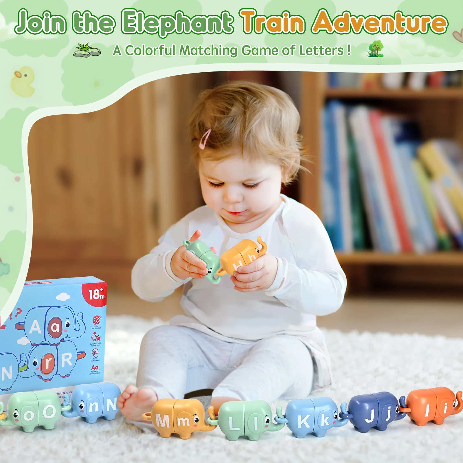 Elephant Alphabet Matching Puzzle Toys for Toddlers , 13 PCS ABC Learning Game Fun Preschool Educational Classroom Toy