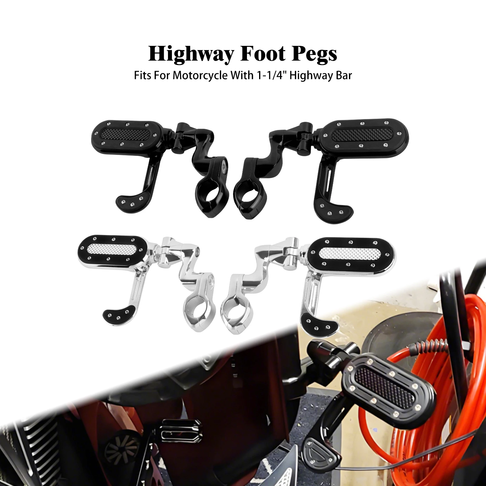 

Motorcycle Footrest Highway Footpeg Adjustable 32mm Foot Pegs Pedal For Harley Touring Road King Softail Fat Boy Breakout Dyna