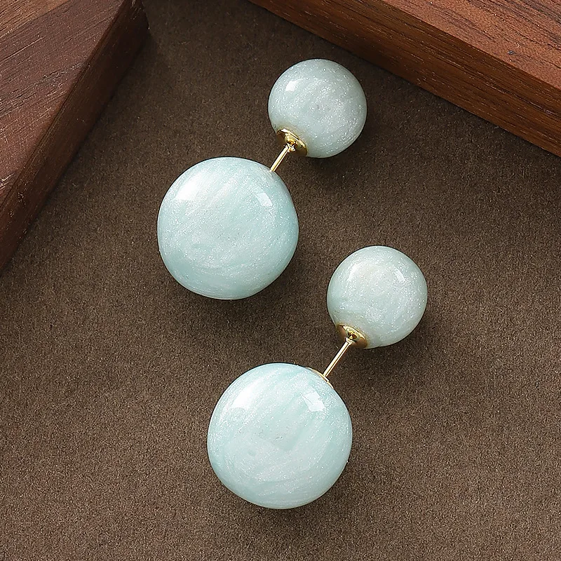 

Fashionable, exquisite and sweet jelly-colored resin ball earrings, front and back style two-wear earrings, simple earrings
