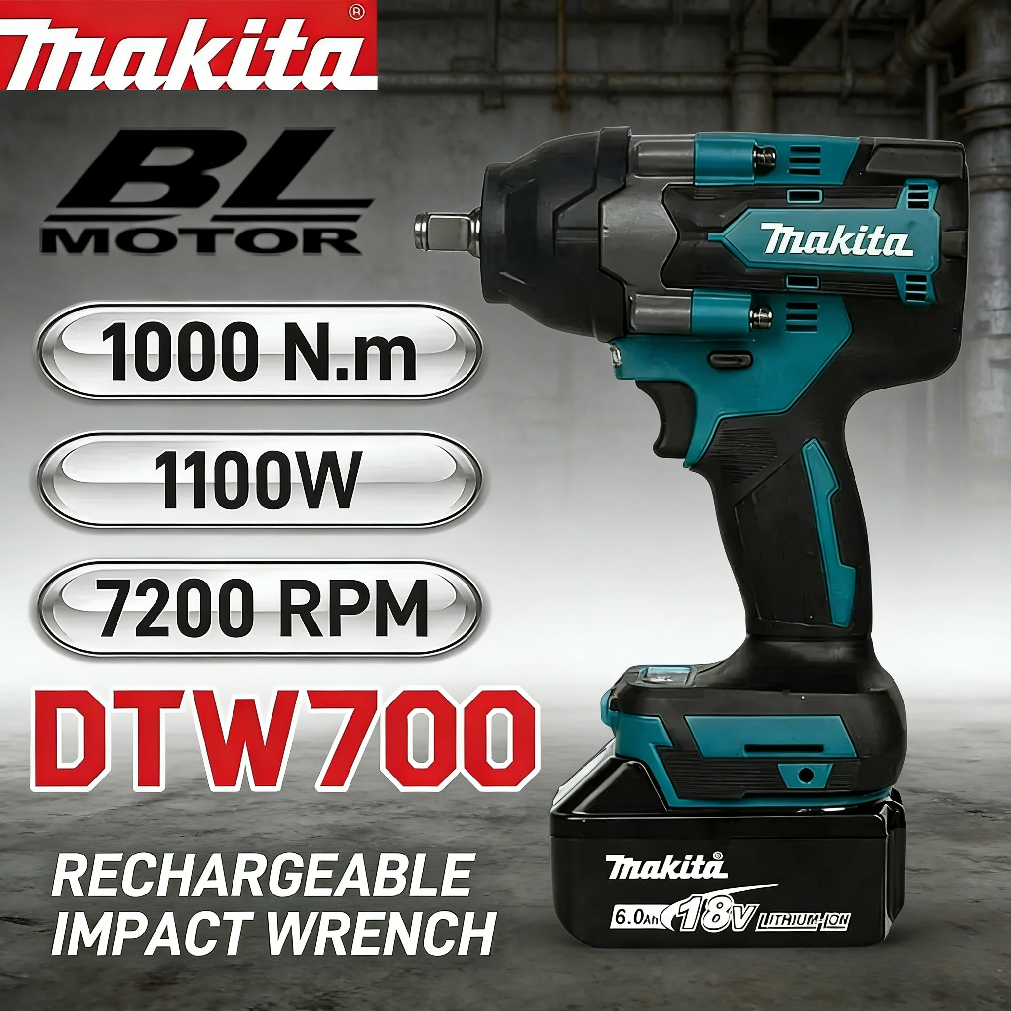 

Makita Cordless DTW700 Drill Screwdriver Fast Delivery Large Torque Power Tool Brushless Electric Wrench