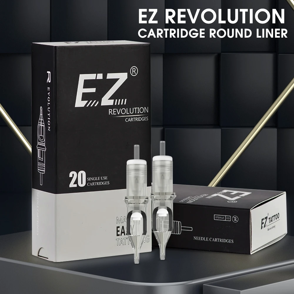 20pcs EZ Revolution Cartridge Tattoo Needles Round Liner #12 #10 Regular Taper for Cartridge Tattoo Needles Machine Pen