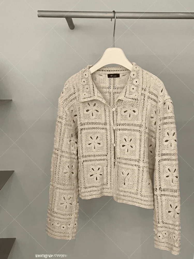 

Мат Вязаный кардиган с цветочным принтом Модный женский топ Уникальный дизайн Sensation irt French Sle Slim Fit Medium Softn Lon...