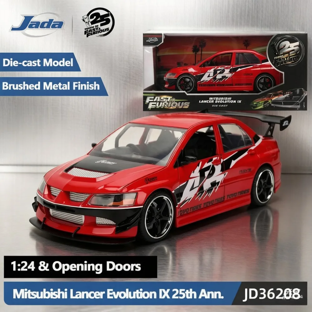 

Jada Toys 1:24 Fast & Furious 25th Anniversary Mitsubishi Lancer Evolution IX EVO 9 Die-cast Car Model with Opening Parts