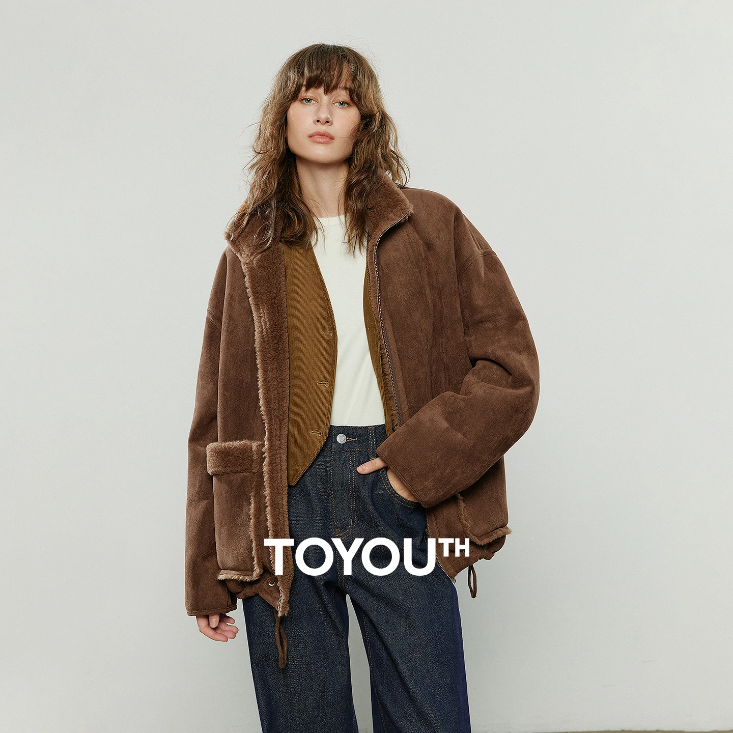 

TOYOUTH женские меховые и кожаные пальто 2021, новые зимние двусторонние свободные теплые куртки Crêpe Cake в номадическом стиле