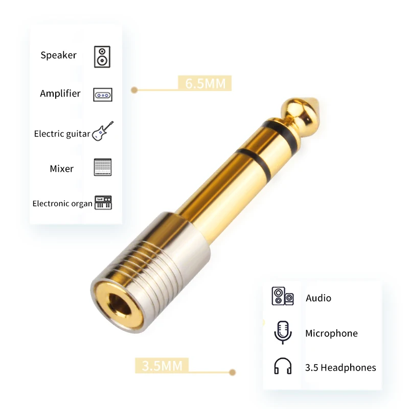 Wysokiej jakości konwerter gniazda audio 3,5 mm Jack 3,5 złącze głośnikowe 6,35 mm męskie na 3,5 mm żeńskie złącze audio do głośnika