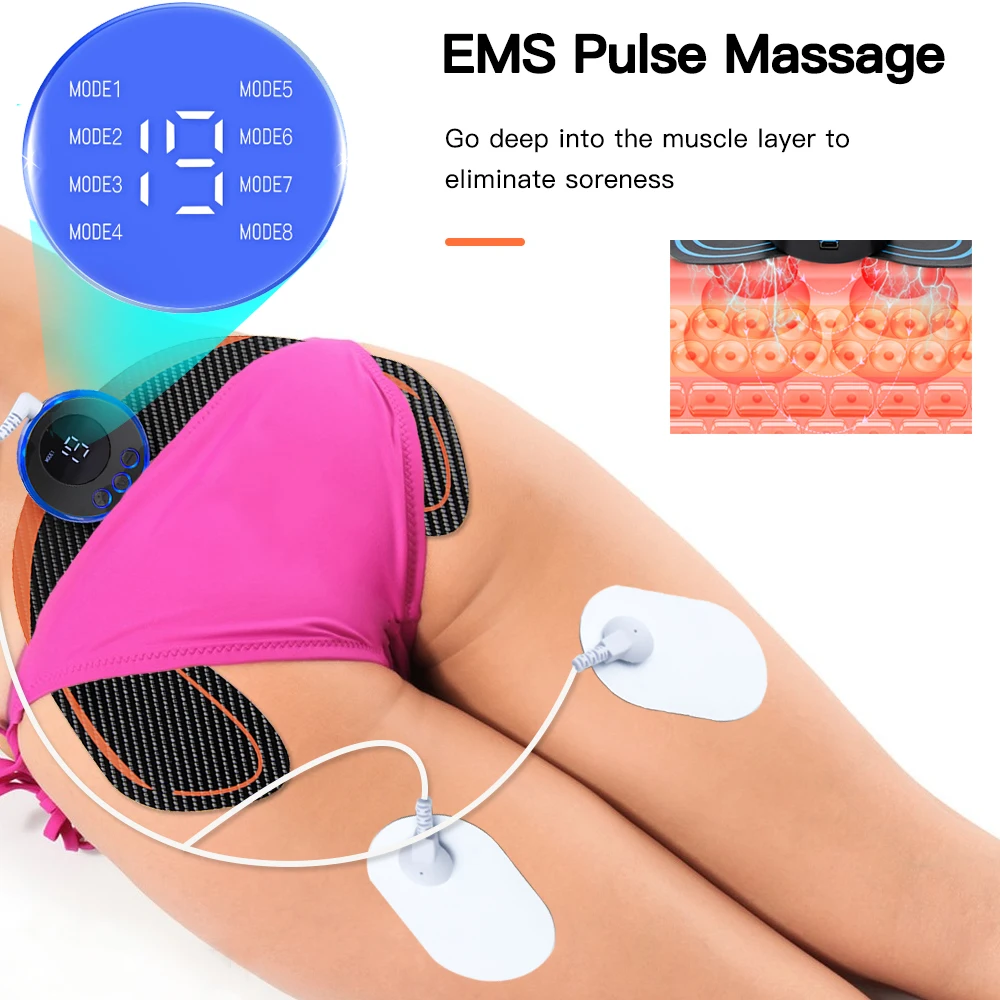 Elétrica EMS Hips Trainer Massagem, Estimulador Muscular Butt, Fitness, Toner nádegas, Levantamento, Perna, Braços, Emagrecimento Massager, Body