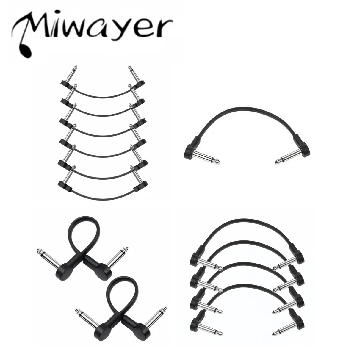 Miwayer 15cm Guitar Patch Cables, 1/2/4/6pcs Available with 1/4 Inch Right Angle Oxygen-Free Copper Double for Pedalboard
