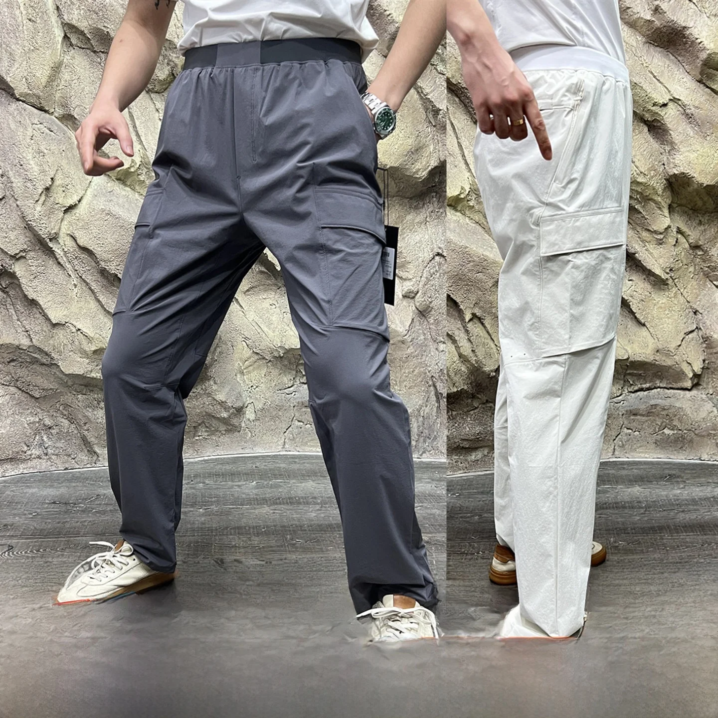 

L-Series Men's Outdoor Casual Pants Qui Dry Elastic Soft ell Laser Perforated Autumn Sle Straight Leg ket Detail