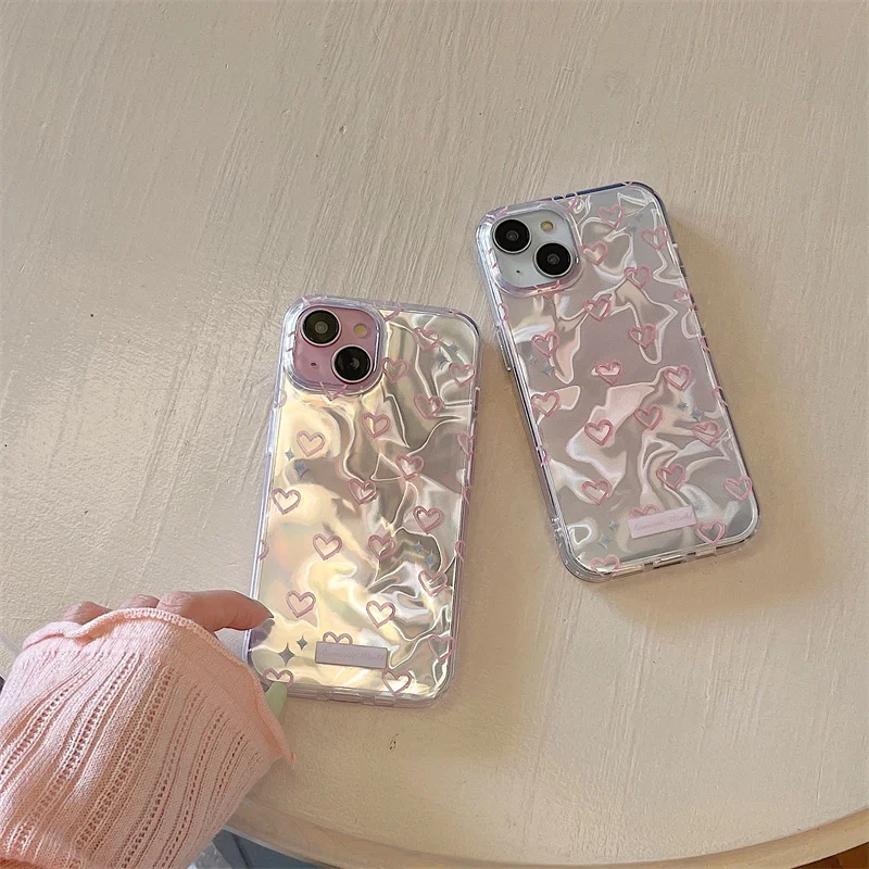 

ins pink love for iphone16promax apple 15/14pro mobile phone case 13 water ripple 12 protective case11