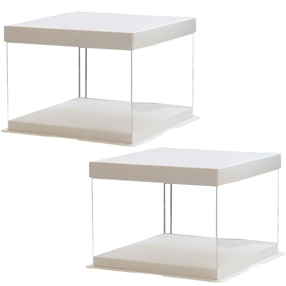 

2 шт. 8-дюймовые прозрачные контейнеры для десертов и тортов, упаковка для праздничных тортов, премиум-качество, безопасный для пищевых продуктов материал