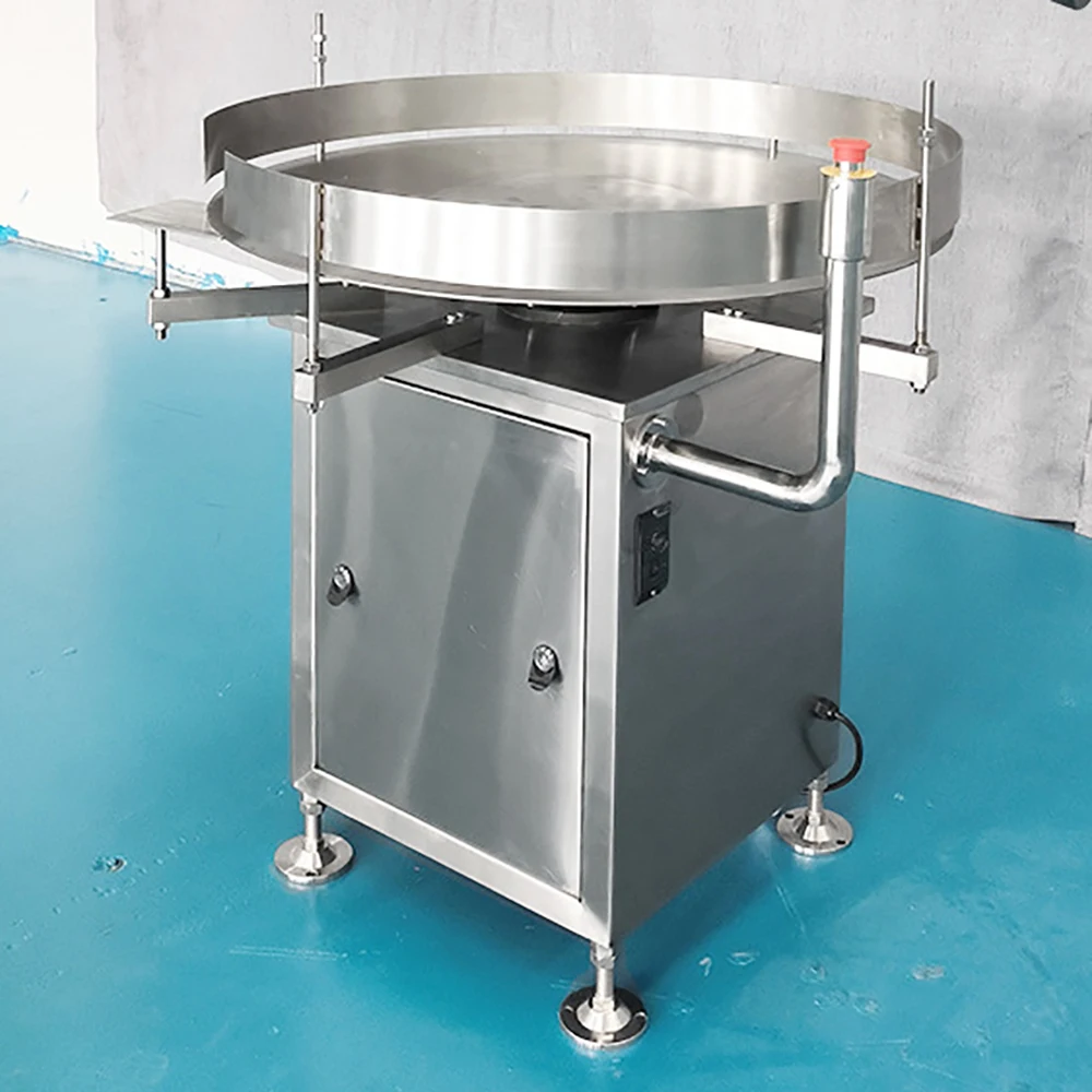 Automatic round bottle tin rotating feed stage stacking descrambler stage machine rotating turntable