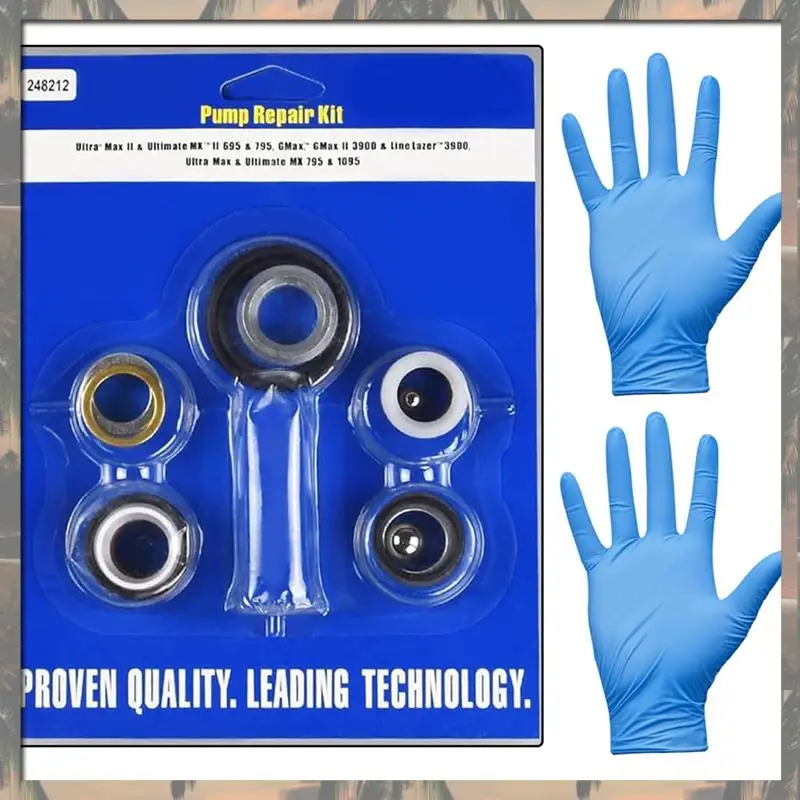 

A70U Новый безвоздушный совместимый комплект для ремонта насоса 248212 с перчатками, подходит для Max II 695 795 Linelazer Line Laser 3900