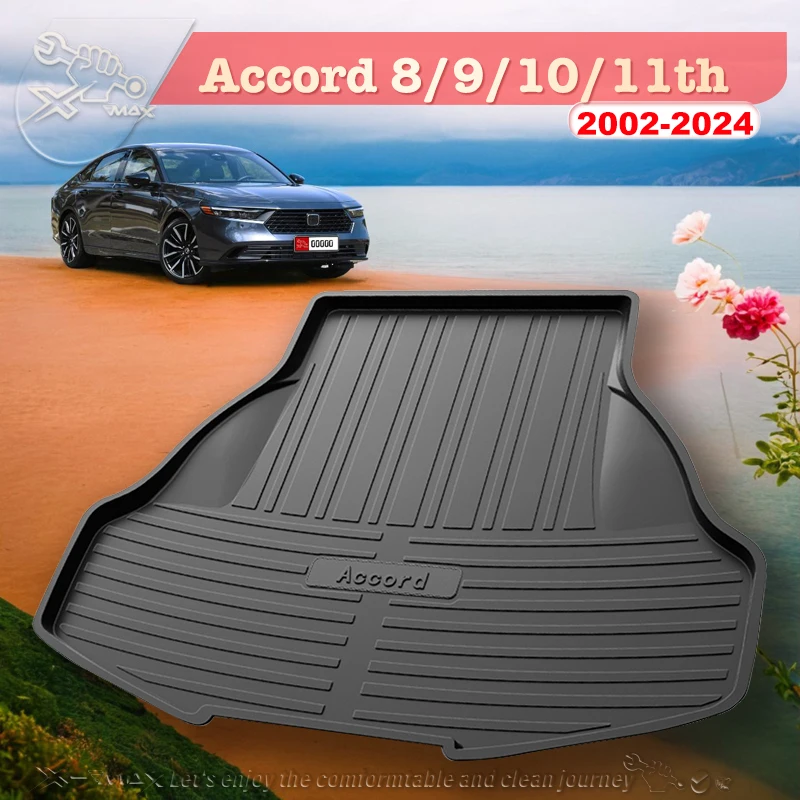 

For Honda Accord 8th 9th 10th 11th 2002-2024 Fit Car Trunk Mat All Season Black Cargo Mat 3D Shaped Laser Measured Trunk Liners