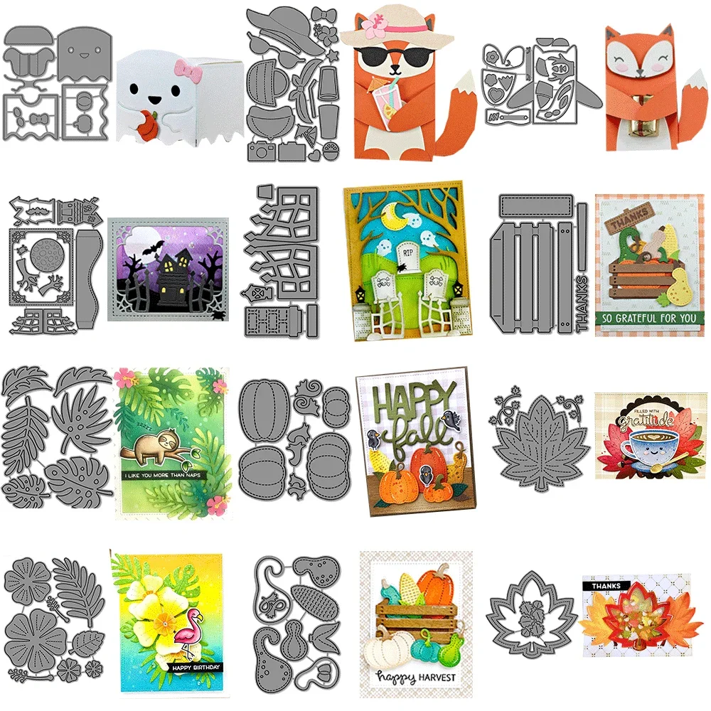 Woodland Critter Huggers Halloween-Zusatz-Metall-Stanzformen, Prägestanzformen für DIY-Kartenherstellung, Scrapbooking, Bastelbedarf