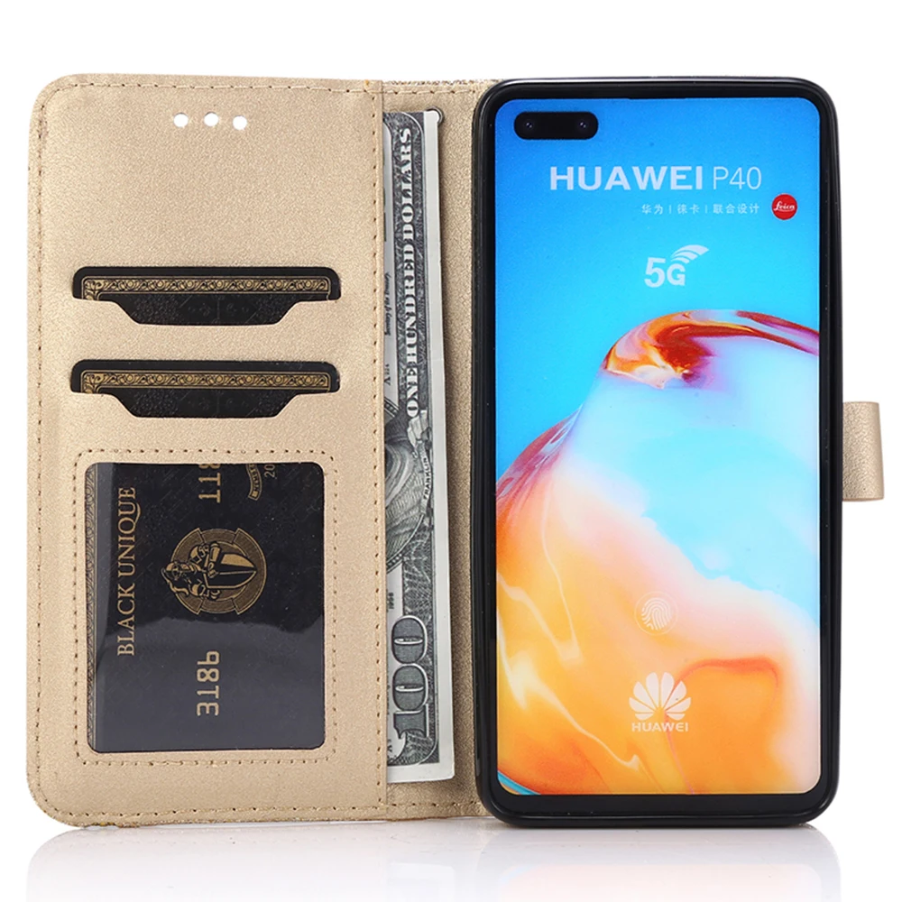 جراب محفظة من الجلد اللامع لهاتف هاواوي ، واقي غطاء الوجه ، P40 ، P30 لايت ، P20 Pro ، mate 10 ، mate 20 Pro