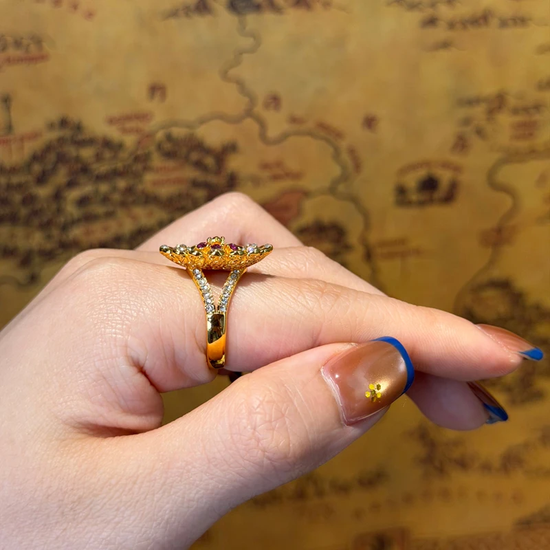 

Antique Gold Plated Flower Rings Pink Rhinestones Charm Stones Jewelry Luxury Retro Female Accessories Festival Gifts 2026