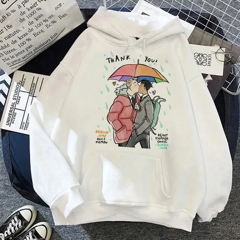 Women's Heartstopper Hoodies Nick and Charlie Romance Cartoon Rainbow Streetwear Fashion Sweatshirts Unisex Top Clothing