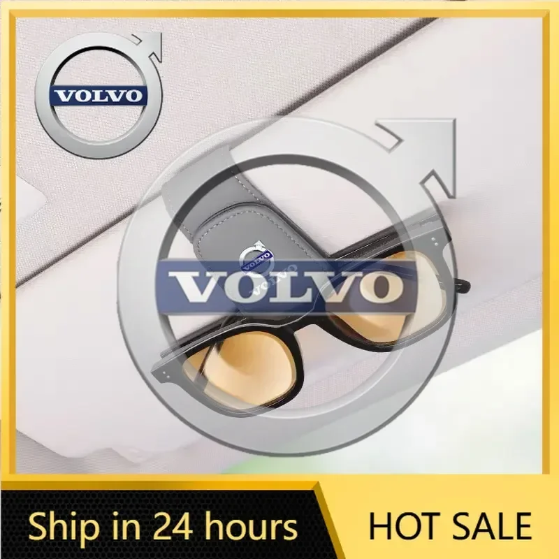 

Новинка 2026 года: Магнитный кожаный держатель для солнцезащитных очков и карт/билетов с эмблемой Volvo для Volvo S60, S90, XC40, XC60