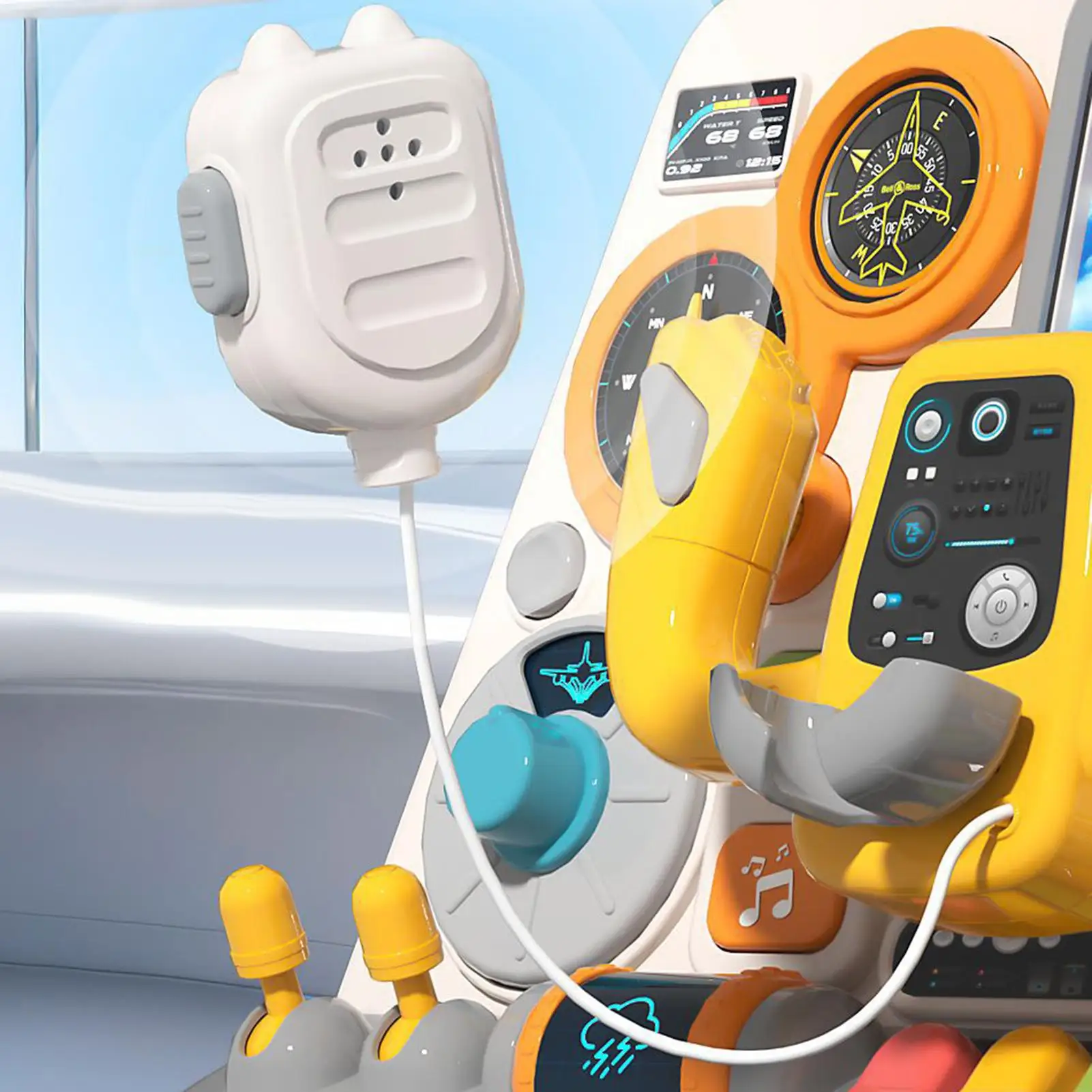 電動模擬飛行機運転ステアリングインタラクティブ航空機コントロールパネルゲームおもちゃ光と音教育子供向けギフト