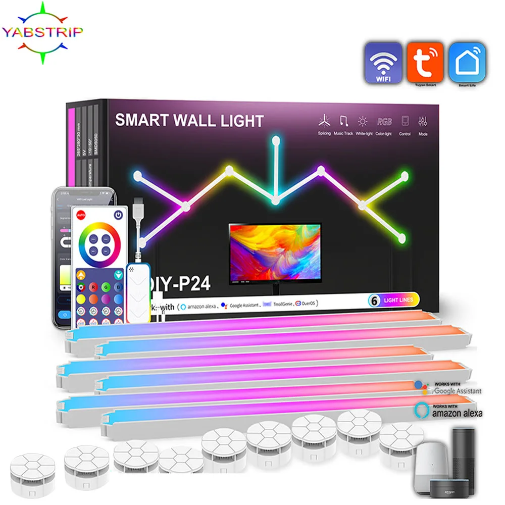 TuYa WIFI LED lampa inteligentna ściana 5V USB Bar DIY atmosfera LED nocna muzyka rytmiczna do podświetlenie TV sypialni gra dekoracja