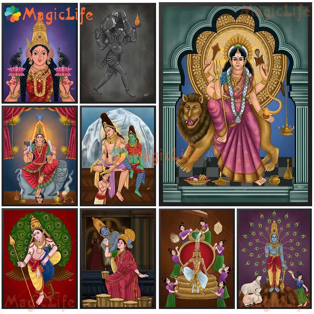 Hinduism Vishnu Shiva Kali Parvati Durga Lakshmi Religion Wall Pictures For Church Poster Wall Art Canvas Painting Unframed