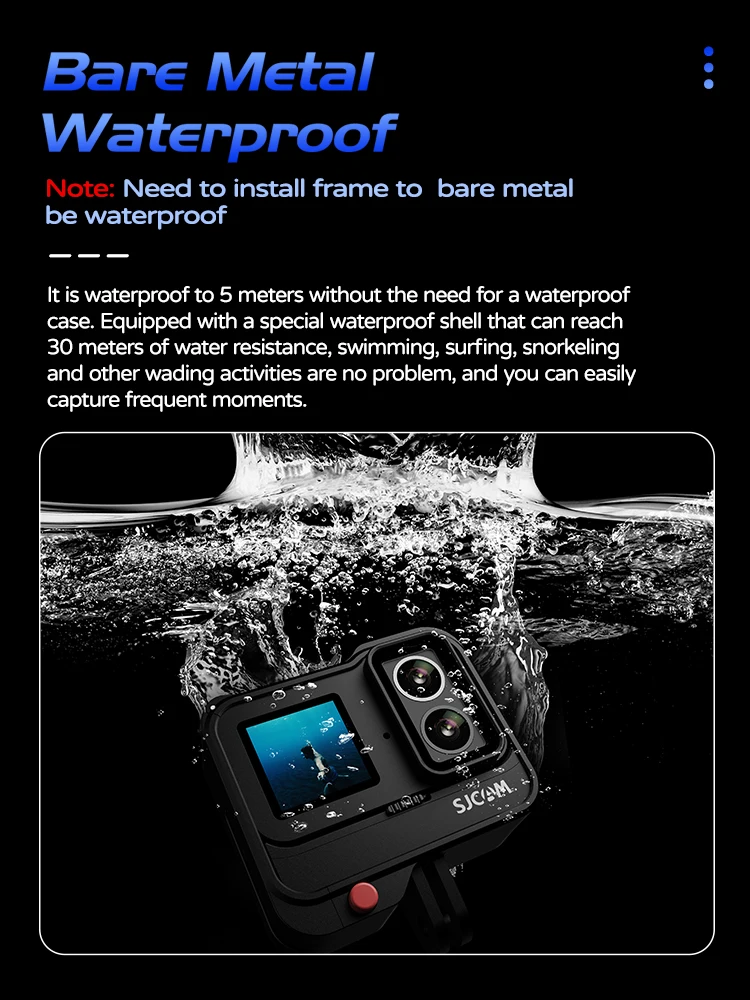 Caméra d'action SJ20 Caméra de sport étanche 4K 40MP