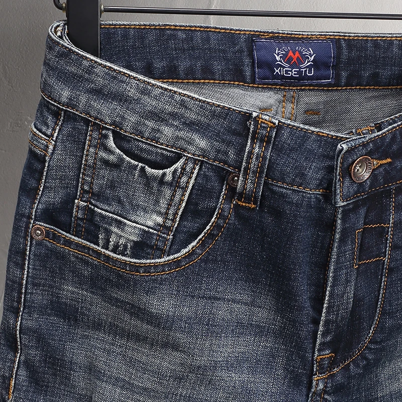 Fashion Designer Men Jeans High Quality Retro Black Blue Elastic Stretch Slim Fit Ripped Jeans Men Italian Vintage Denim Pants