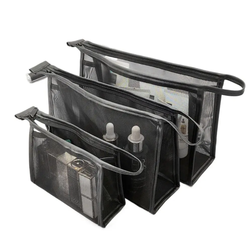 

Mesh Transparent Makeup Bag Large Capacity Simple Style Travel Cosmetic Bag Portable Lipstick Storage Bag Makeup Organizers