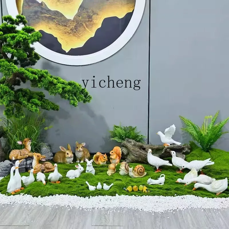 

ZYA simulated animal ornament indoor hotel restaurant landscaping rabbit duck white dove resin landscape