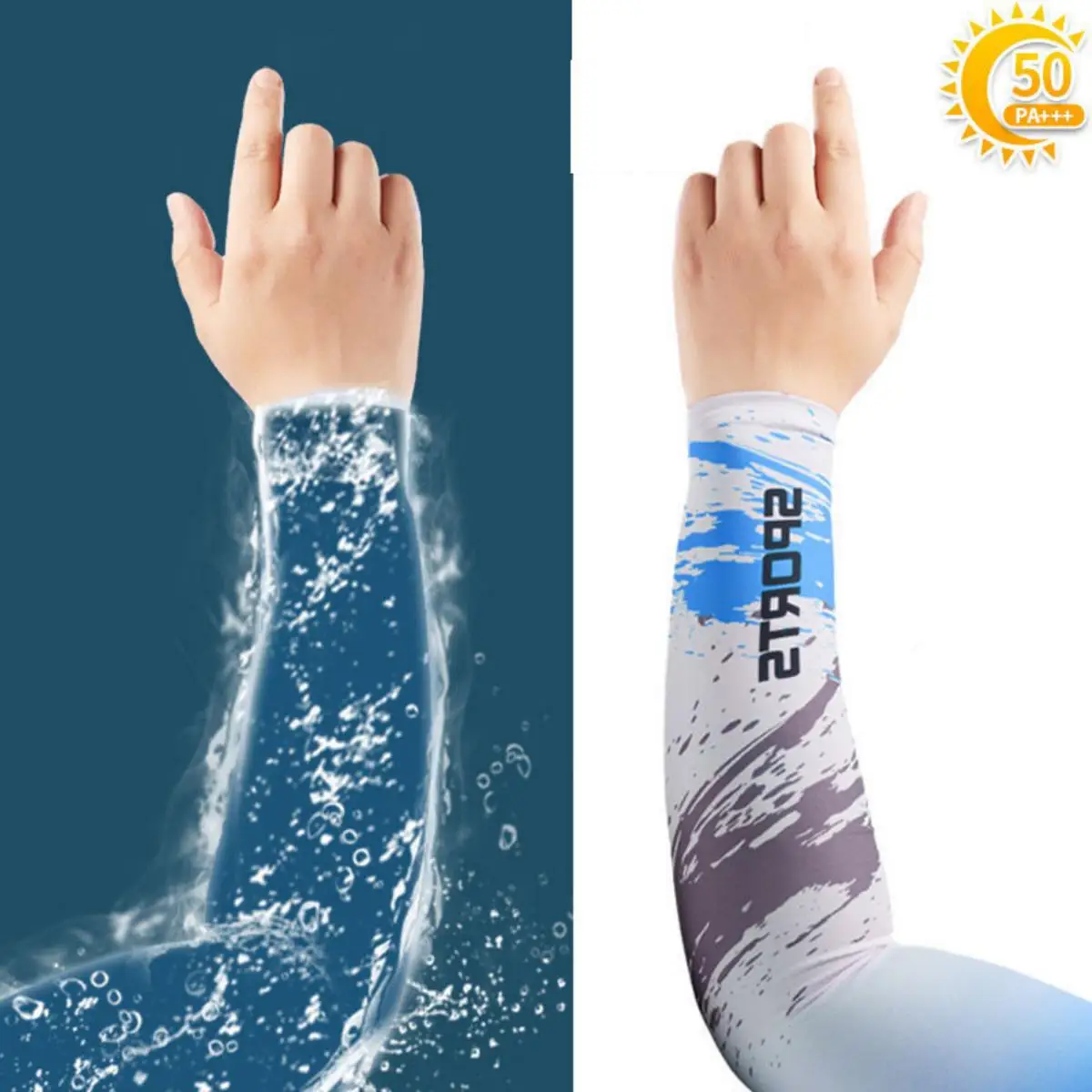 Manga de protección solar de seda de hielo transpirable y absorbente de sudor, manga de brazo frío, manga larga de ciclismo, manga de hielo resistente a los rayos UV