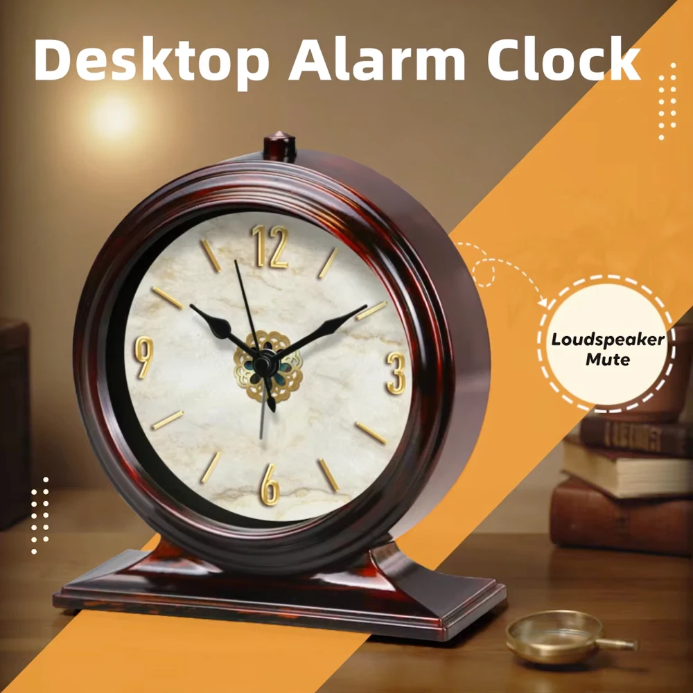 

Vintage Clock Tabletop Silent Movement Non Ticking Luxury Golden Number Bedroom Study Bedside Desk Clock Elegant Home Decor