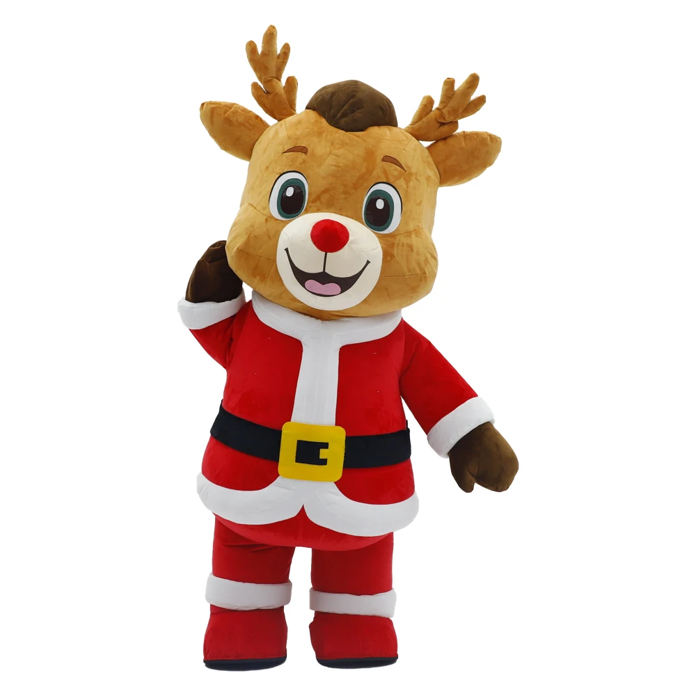 

Christmas Deer Inflatable Costume Mascot Parade Adult Character Cosplay Christmas Halloween Party Event Plush Set