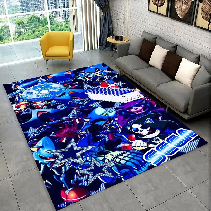 Classic S-Sonic Cartoon Game Carpet Rug for Playroom Bedroom Living Room Sofa Home Decor, Area Rug Non-slip Floor Mat Fest Gift