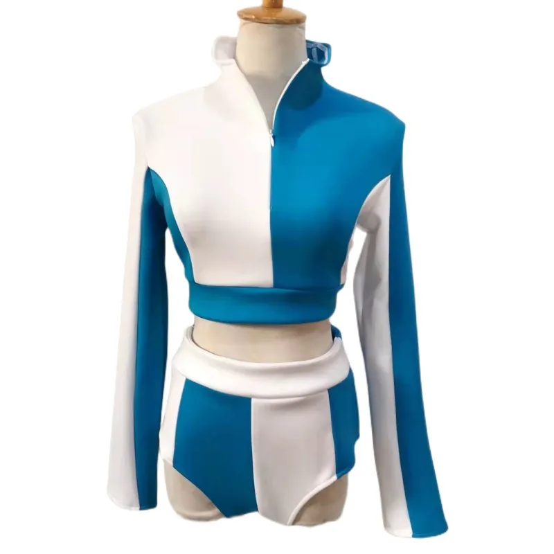 الكبار الإناث عالية الرقبة القمم السراويل سبليت مجموعة الجاز الرقص الجمباز فريق الهتاف فرقة 2 قطعة وتتسابق المرقعة بار تظهر زي