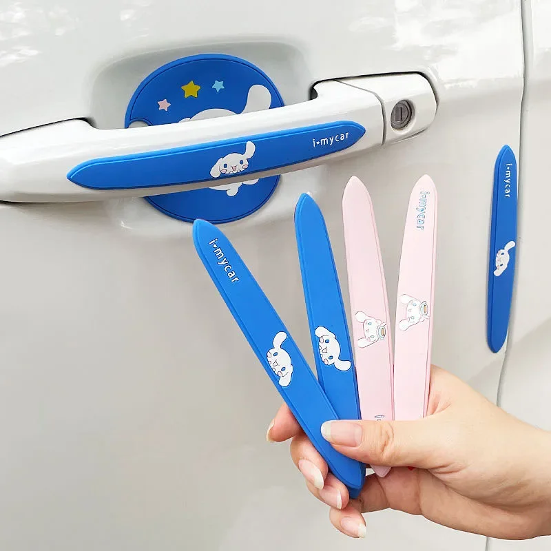 Kawaii Genuine Sanrio Car Door Anti-Scratch Sticker Cinnamoroll Door Handle Protective Film Universal Decorative Accessories