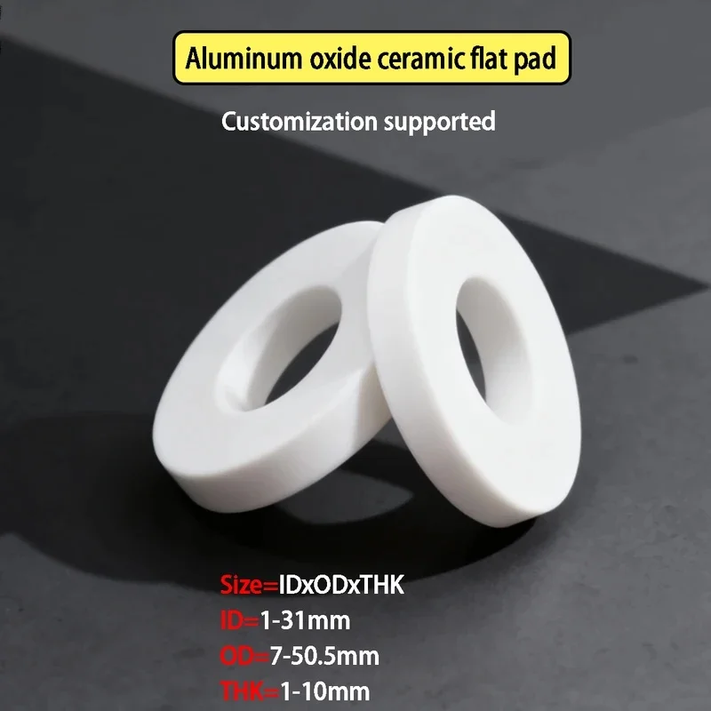 Alumina Ceramic Gasket Ring High Temp Resistant Corrosion Proof Anti-Oxidation Flat Washer
