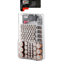 Battery Organizer Storage Box Case Holder with Tester Battery Container Holds 93 Variety Batteries Pack AA AAA 9V C D Button