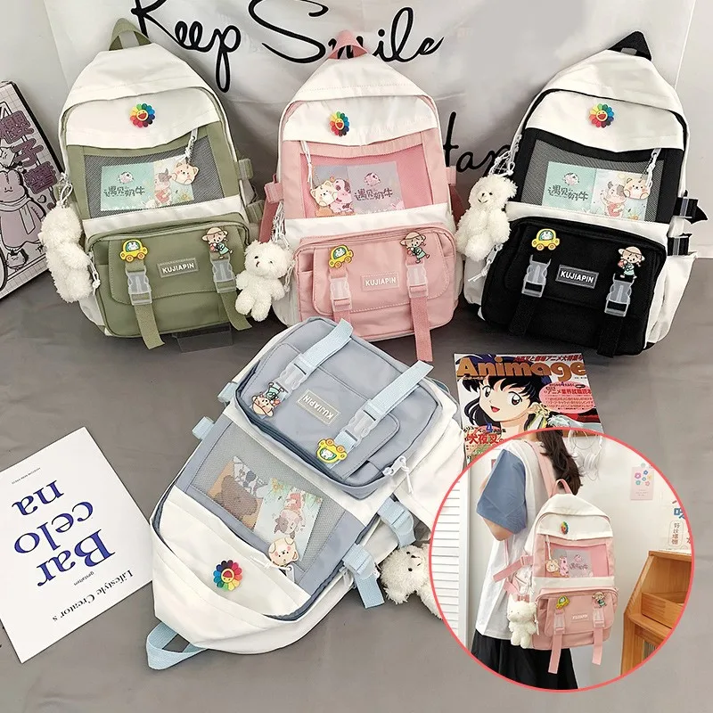 2026 New Girls Schoolbag High School Backpack Large Capacity Multi Pockets Student School Bags For Teenage Kawaii Women