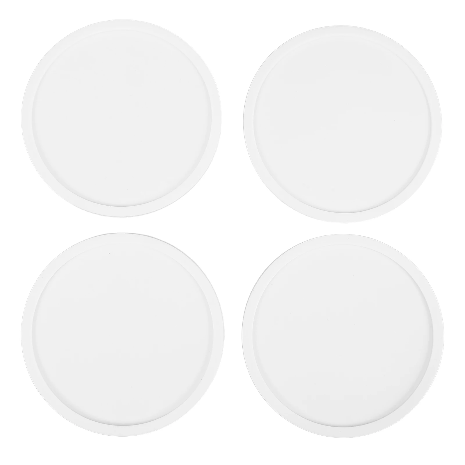 

4pcs Coaster Cup Mat Desktop Beverage Beer Placemat Bar Coffee Holder White Silicone Heatproof Non Slip Thickened Round Table