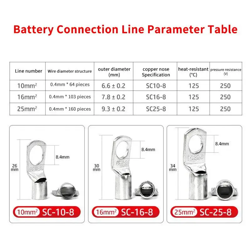 Battery Connect Inverter Cable Silicone Cable With Lug Cable Soft Terminal Wire