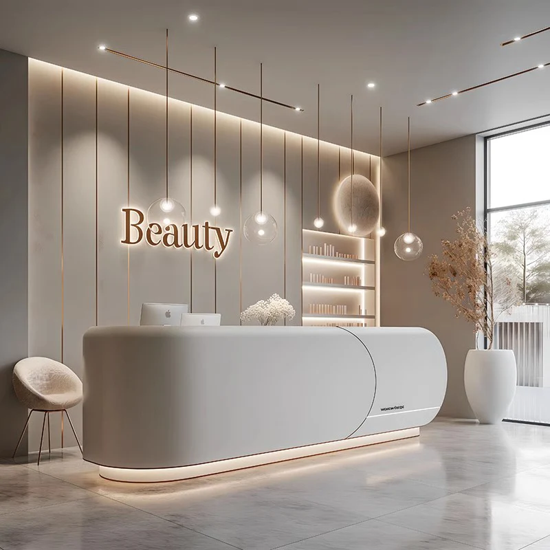 *Luxury Design Hotel Front Check-in Counter Custom Size Small Information Desk Reception Counter for Beauty Salon