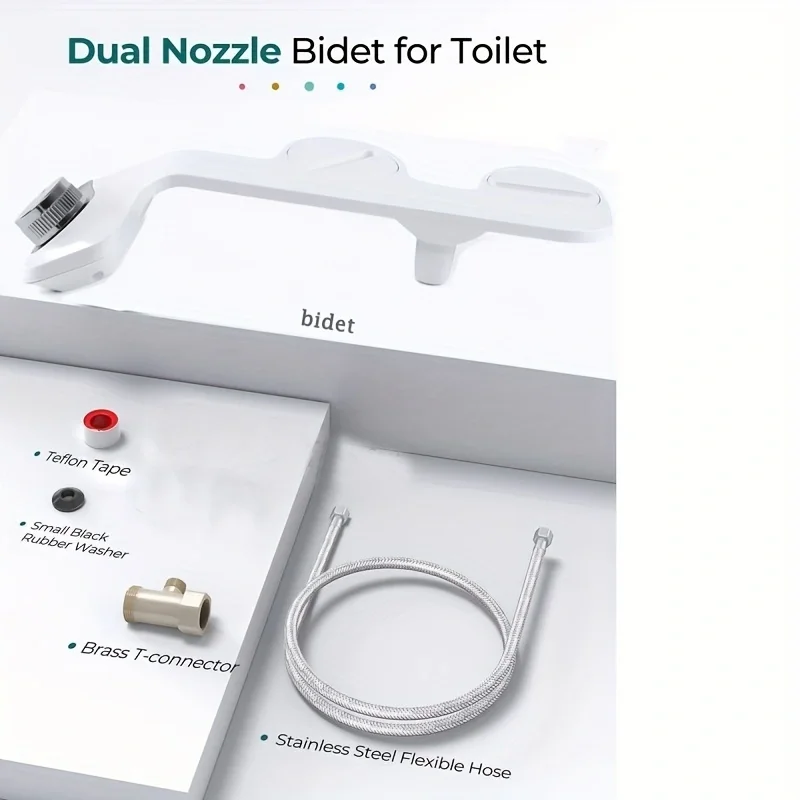 Intelligent Non-Electric Bidet Self Cleaning Toilet Cover Self Cleaning Dual Nozzle Water Bidet UltraSlim Toilet Seat Attachment