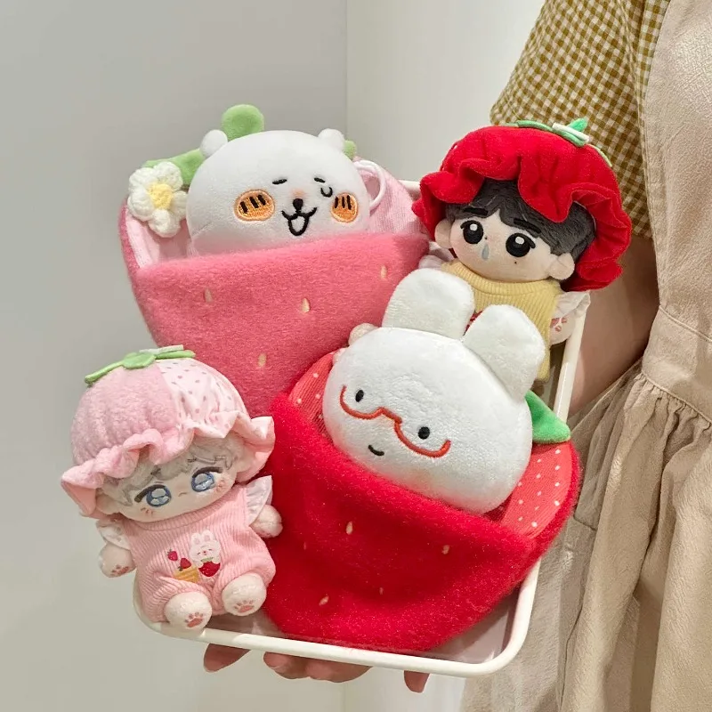 

10cm Strawberry Series Anime Kawaii Cotton Doll Nunu Body Doll Clothes Head Cover DIY Dressing Accessories Sleeping Bag Toy Gift